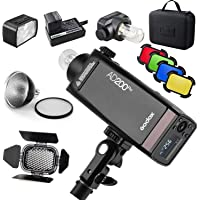 Godox AD200 Pro Version- 200Ws 2.4G Flash- 1-8000 HSS- 500 Flashes a Plena Potencia- 0.01-2.1s Recycling- Tiempo de…
